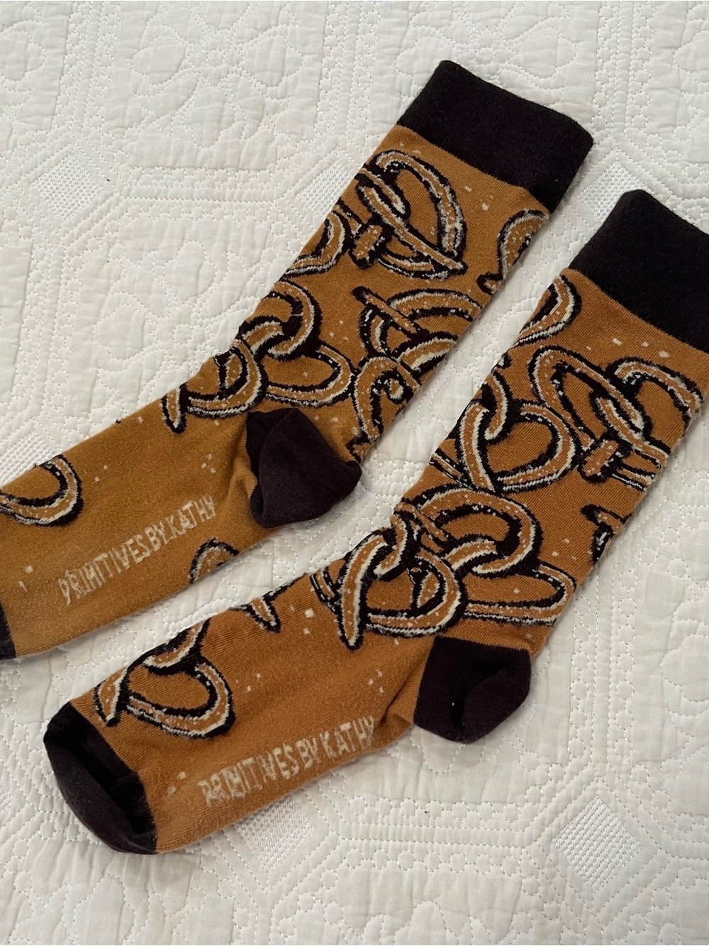 Primitives by Kathy Brown Pretzel Pattern Crew Socks with Dark Brown Accents
